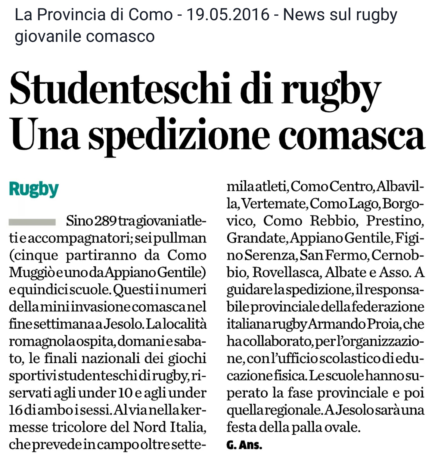 l'ICS Rovellasca coltiva talenti sportivi